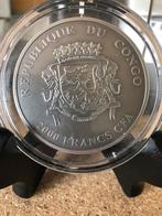 zilveren munt republique du congo rhinoceros 3oz zilver, Postzegels en Munten, Edelmetalen en Baren, Zilver, Verzenden