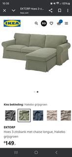 Ikea ektorp hoes hakebo grijs groen met chaise longue 3 zits, Ophalen, Zo goed als nieuw, Eenpersoons, Minder dan 150 cm