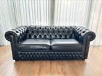 Prachtige zwart leren Chesterfield 2/3- zits bank., Gebruikt, 150 tot 200 cm, Tweepersoons, Ophalen of Verzenden