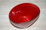 Rood glazen vaas/pot/schaal, Schaal, Ophalen of Verzenden, Ovaal, Glas