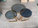 Messing bijzettafeltjes, Huis en Inrichting, Ophalen, 50 tot 100 cm, Rond, Zo goed als nieuw