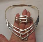 Zilveren prachtige massieve modernist set spang met armband, Verzenden, Zo goed als nieuw, Zilver, Zilver
