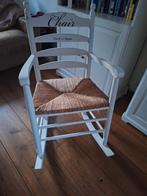 Witte Schommelstoel met Riet Zitting, Huis en Inrichting, Stoelen, Riet of Rotan, Gebruikt, Wit, Ophalen of Verzenden