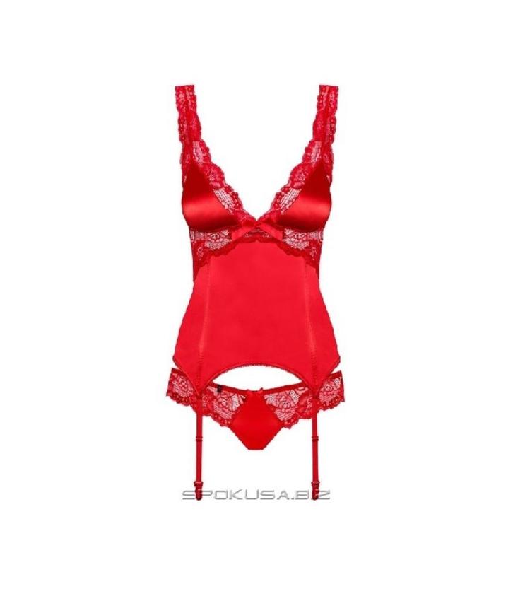 Obsessive ``SECRED`` Corset Set Rood maat S/M (778), Kleding | Dames, Ondergoed en Lingerie, Setje, Rood, Ophalen of Verzenden