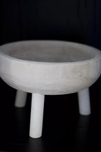 Schaal Op Tripod Paulownia Hout Wit, Schaal, Veens Living, Rond, Nieuw