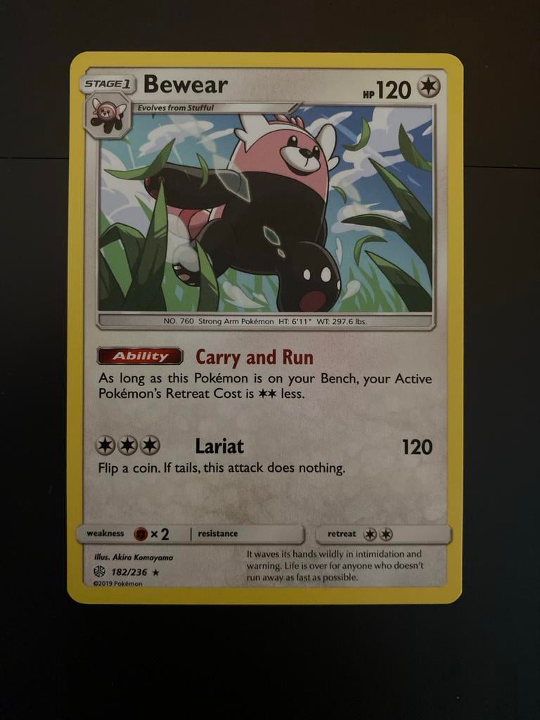 Bewear 182/236 Pokémon S&M Cosmic Eclipse Packfresh Mint, Ophalen of Verzenden, Zo goed als nieuw, Losse kaart