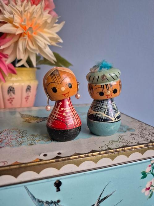 Vintage Japanse wiebelhoofd kokeshi poppetjes can hout, Antiek en Kunst, Kunst | Beelden en Houtsnijwerken, Ophalen of Verzenden