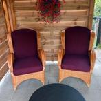 Rieten stoelen bamboe rotan, Huis en Inrichting, Stoelen, Ophalen, Zo goed als nieuw, Bruin, Twee
