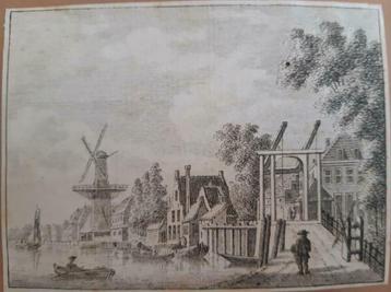 36 / Kopergravure Spanjaardsbrug Leiden K. Bendorp ca 1790 beschikbaar voor biedingen