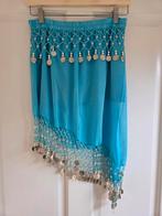 Turquoise Buikdans rokje met Muntjes, Blauw, Ophalen of Verzenden, Zo goed als nieuw, Maat 36 (S)