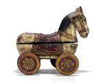 94. Houten paardje op wielen, midden 20e eeuw, India, Antiek en Kunst, Ophalen of Verzenden