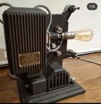 Vintage antieke film projector lamp met 2x led en dimmer, Minder dan 100 cm, Vintage upcycled, Ophalen of Verzenden, Metaal
