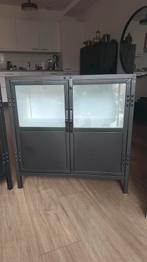 Metalen opbergkast antraciet, Huis en Inrichting, Ophalen, 50 tot 100 cm, Zo goed als nieuw, Glas