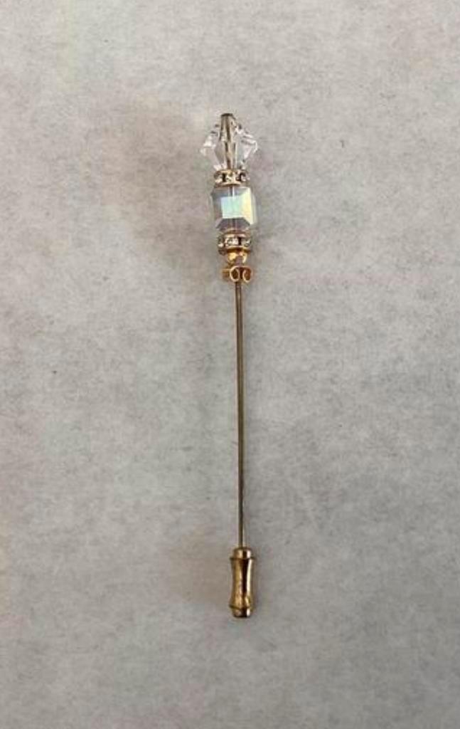 Elegante Hoedenspeld ~ broche ~ goudkleurig ~ 8,5 cm, Sieraden, Tassen en Uiterlijk, Broches, Zo goed als nieuw, Overige materialen