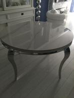 Nog nieuwe design barok tafel in Chrome met marmer blad, 100 tot 150 cm, Rond, Nieuw, Vier personen