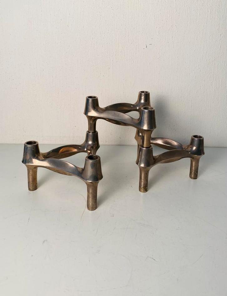 Stoff Nagel stapelkandelaars (3) van BMF, Huis en Inrichting, Woonaccessoires | Kandelaars en Kaarsen, Gebruikt, Kandelaar, Minder dan 25 cm