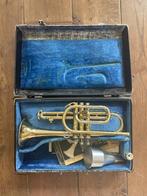 King Cornet in originele leren koffer, Muziek en Instrumenten, Blaasinstrumenten | Trompetten, Gebruikt, Ophalen of Verzenden