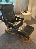 Consul Relaxfauteuil met hocker – Leder Atlantic Blue (2021), Ophalen, Hout, Minder dan 75 cm, 50 tot 75 cm