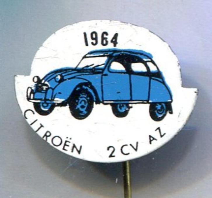 1964 Citroën 2 cv AZ blauw op blik auto speldje ( A_187 ), Verzamelen, Speldjes, Pins en Buttons, Zo goed als nieuw, Speldje of Pin