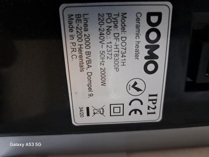 Domo Douche Kachel - Keramisch 2000W, Witgoed en Apparatuur, Fornuizen, Gebruikt, Vrijstaand, Elektrisch, Ophalen of Verzenden