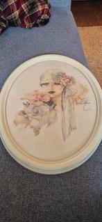 Geborduurd Sara Moon Kunstwerk schilderij 50x40, Antiek en Kunst, Ophalen of Verzenden