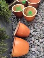 Oud Hollandse gladde terracotta kwaliteit bloempotten 28/38, Tuin en Terras, Bloempotten, 25 tot 40 cm, Rond, Zo goed als nieuw