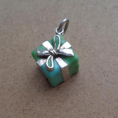 Tiffany en Co hanger/bedel bleu box emaille [071], Sieraden, Tassen en Uiterlijk, Kettinghangers, Zo goed als nieuw, Zilver, Zilver