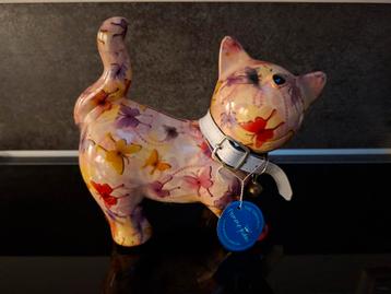 Kleurrijk Dierenbeeld - Kat met Vlinders beschikbaar voor biedingen