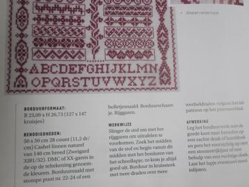 Borduur telpatroon schoollapje +  boekenlegger met initialen beschikbaar voor biedingen