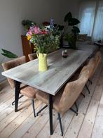Houtlook eettafel, Huis en Inrichting, Tafels | Eettafels, Ophalen, Kunststof, Gebruikt, 50 tot 100 cm