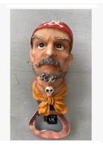 Flessenopener met houder piraten hoofd 10,5 cm, Antiek en Kunst, Ophalen of Verzenden