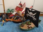 Piratenschip, piratenboot, piraten, boot en eiland, Kinderen en Baby's, Speelgoed | Playmobil, Ophalen, Zo goed als nieuw, Complete set