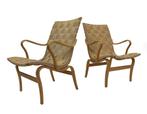 Vintage originele fauteuils "Eva" Bruno Mathsson Design, Huis en Inrichting, Fauteuils, Hout, Gebruikt, Vintage, 75 tot 100 cm