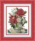 # Nieuw compleet borduurpakket; Rode bloemen in een gieter #, Ophalen of Verzenden, Nieuw, Handborduren, Borduurpakket