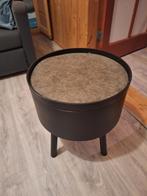 Zwarte bijzettafel met dienblad, 45 tot 60 cm, Gebruikt, Rond, Ophalen of Verzenden