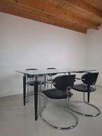 Vintage design stoelen effezeta italian design eettafel, Ophalen of Verzenden, Gebruikt, Zwart, Leer