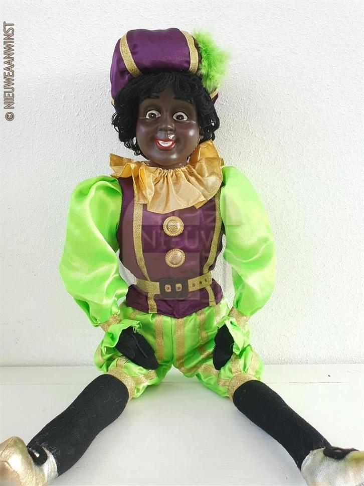 Authentieke V&D etalage zwarte Piet pop - 60cm, groen/paars, Diversen, Sinterklaas, Nieuw, Verzenden