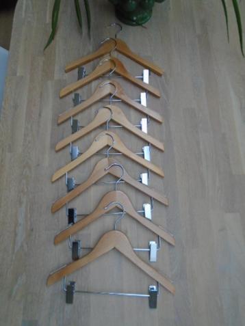 8x luxe houten broekhanger, kledinghanger blouse kind, 32cm beschikbaar voor biedingen