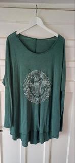 Leuk lang groen shirt met zilver smiley      maat XL, Kleding | Dames, Tops, Groen, Lange mouw, Zo goed als nieuw, Maat 46/48 (XL) of groter