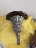 14285) mooie grote metalen steun met houte planchet, Ophalen of Verzenden