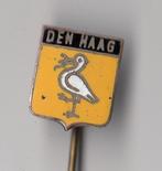 Den Haag emaille Stadswapen Ooievaar speldje, Verzamelen, Speldjes, Pins en Buttons, Gebruikt, Niet vindbaar, Niet vindbaar, Speldje of Pin