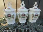 3 Kruidenpotjes Brussels Porselein ornamentjes roze roosjes, Ophalen of Verzenden