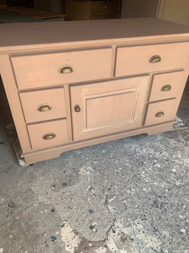 Ruime robuuste ladekast in taupe, Antiek en Kunst, Curiosa en Brocante, Ophalen