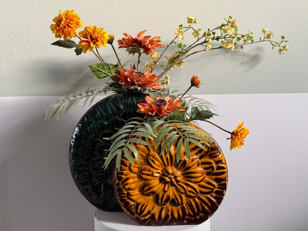 Villa Pottery Luimes & Luimes Vazen met Zijden Bloemen, Huis en Inrichting, Woonaccessoires | Vazen, Zo goed als nieuw, Overige kleuren