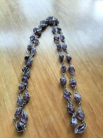 Prachtketting zo goed als nieuw kooitjes amethist jaren 70 beschikbaar voor biedingen