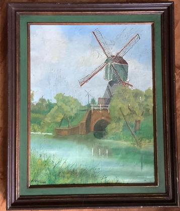 Molen, watermolen, wipmolen, Vlietmolen, schilderij, Utrecht beschikbaar voor biedingen