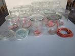 17 weckpotten merk Weck compleet met.., Ophalen, Zo goed als nieuw, Glas, Pot, Bus of Blik