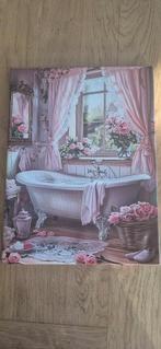 Canvasdoek met romantische afbeelding van een badkamer, Huis en Inrichting, Minder dan 50 cm, Nieuw, Ophalen of Verzenden, Schilderij