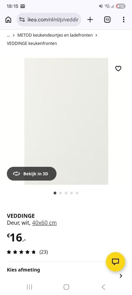 NIEUW: 2x Veddinge deur wit 40 x 60 cm (602.054.33), Huis en Inrichting, Keuken | Keukenelementen, Ophalen, Minder dan 50 cm, Wit