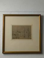 Ids Wiersma houtskool tekening Boerderij, Ophalen of Verzenden